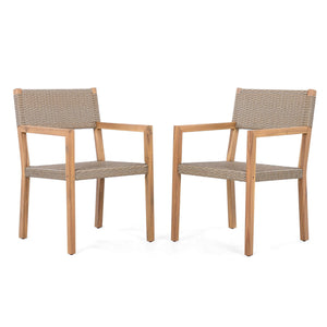 Outdoor Dining Chairs for Patios and Gardens (Set of 2) - Light Brown Multi / Light Teak