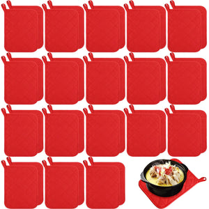 Hoolerry 20 Pieces Valentines Day Pot Holders with Pocket Sublimation Pot Holders Bulk 7x9 Cotton Pot Holders Oven Pot Holders with Hanging Loops Hot Pot Pads for Kitchen Cook Baking (Red)