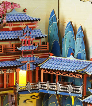 Penglai Fairyland Cottage Three-dimensional Book Stand Handmade Model