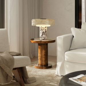 Bolin - Round Pillar Burl Accent Side Table - Walnut Brown by Couch.com