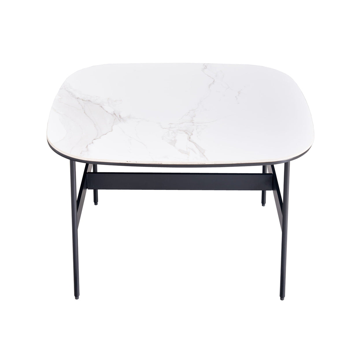 Modern Rectangular Rock Plate Coffee Table Open Space Design Golden Metal Frame Minimalist Living Room Center Table For Lounge Office - Black White by Couch.com