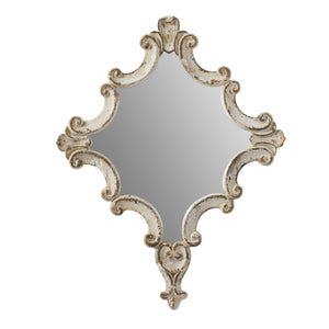 Artistic Diamond Scrollwork Mirror, Home Accent Mirror For Living Room, Entryway, Bedroom, Office - Antique White by Couch.com