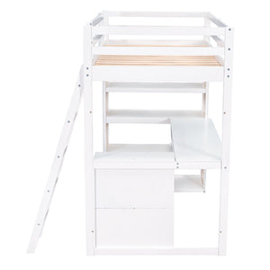 Loft Bed With Ladder, Shelves, And Desk by Couch.com