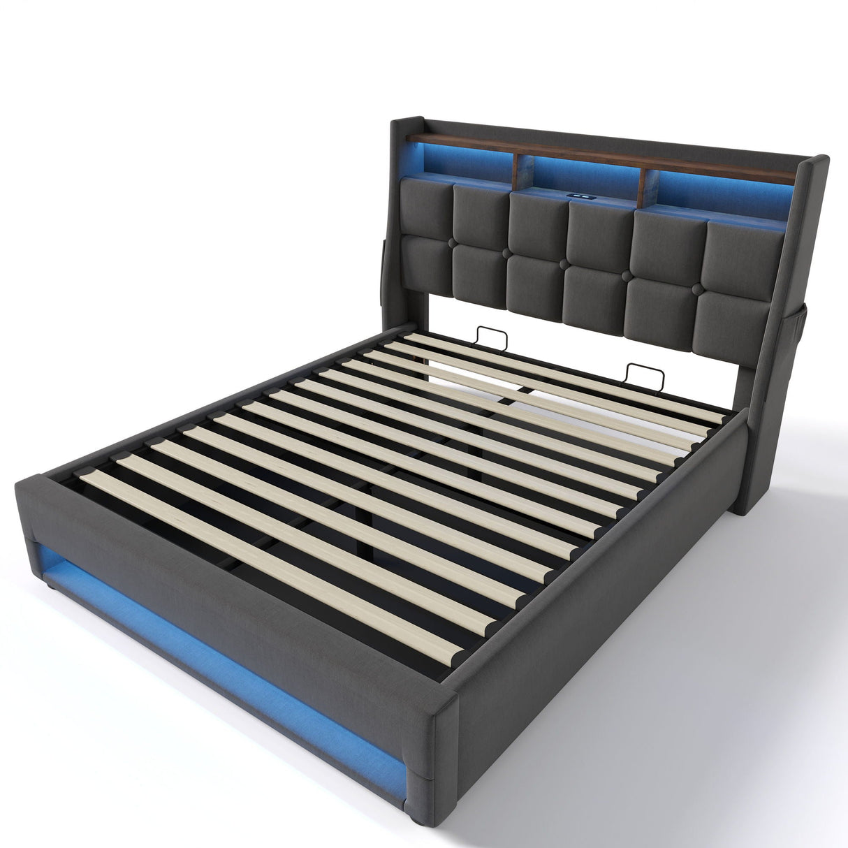 Upholstered Platform Bed With A Hydraulic Storage System, LED And USB Charging (Without Mattress) by Couch.com