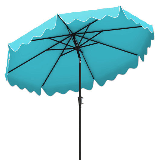 9 Feet Patio Umbrella with Crank Handle and Push Button Tilt-Turquoise