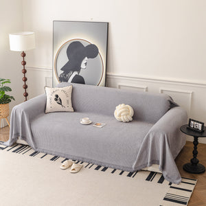 Textured Woven Modern Sofa Cover, Natural Blend Decorative Couch Throw Blanket