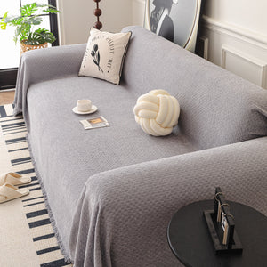 Textured Woven Modern Sofa Cover, Natural Blend Decorative Couch Throw Blanket