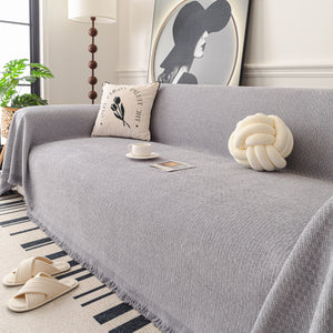 Textured Woven Modern Sofa Cover, Natural Blend Decorative Couch Throw Blanket