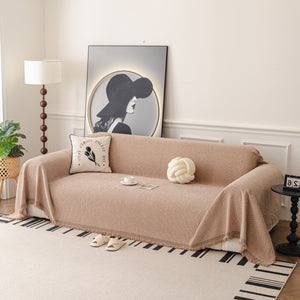 Textured Woven Modern Sofa Cover, Natural Blend Decorative Couch Throw Blanket