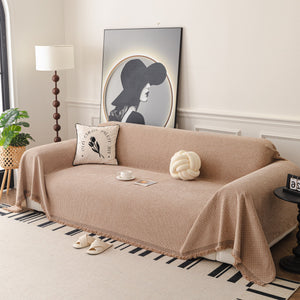 Textured Woven Modern Sofa Cover, Natural Blend Decorative Couch Throw Blanket