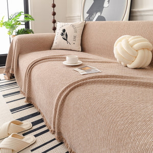 Textured Woven Modern Sofa Cover, Natural Blend Decorative Couch Throw Blanket