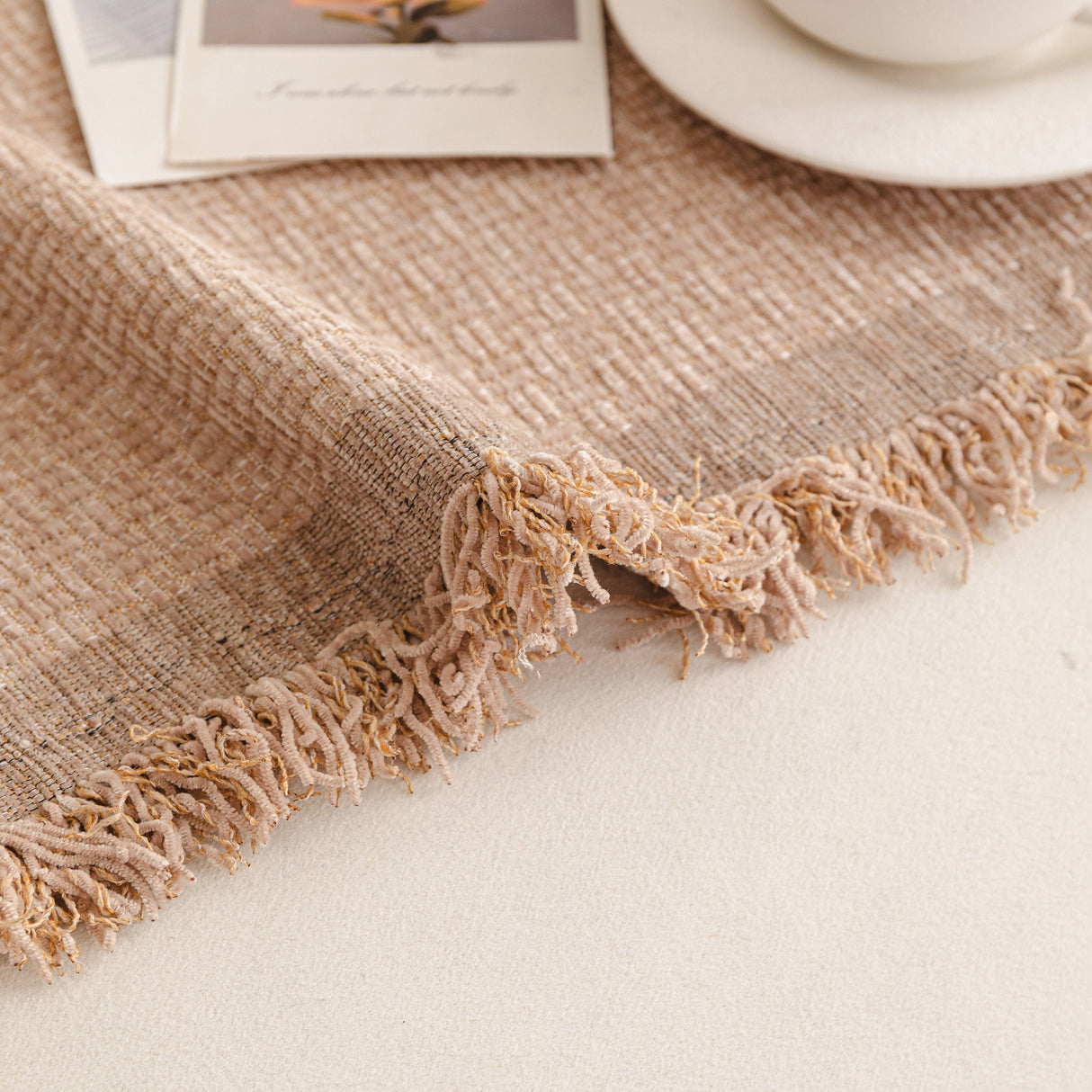 Textured Woven Modern Sofa Cover, Natural Blend Decorative Couch Throw Blanket