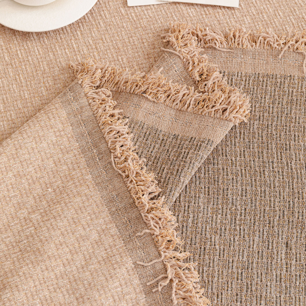 Textured Woven Modern Sofa Cover, Natural Blend Decorative Couch Throw Blanket