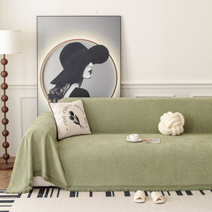 Textured Woven Modern Sofa Cover, Natural Blend Decorative Couch Throw Blanket