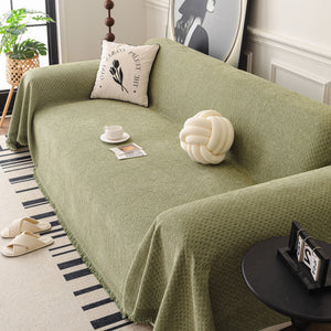 Textured Woven Modern Sofa Cover, Natural Blend Decorative Couch Throw Blanket