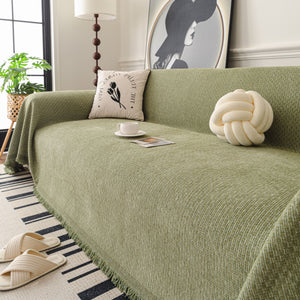 Textured Woven Modern Sofa Cover, Natural Blend Decorative Couch Throw Blanket