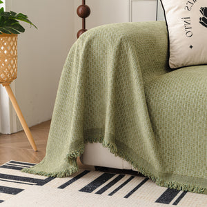 Textured Woven Modern Sofa Cover, Natural Blend Decorative Couch Throw Blanket