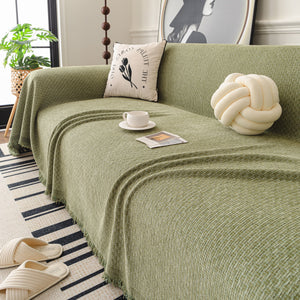 Textured Woven Modern Sofa Cover, Natural Blend Decorative Couch Throw Blanket