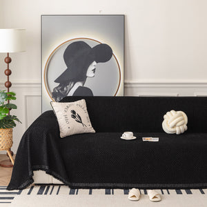 Textured Woven Modern Sofa Cover, Natural Blend Decorative Couch Throw Blanket