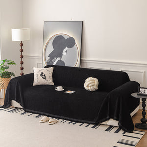 Textured Woven Modern Sofa Cover, Natural Blend Decorative Couch Throw Blanket