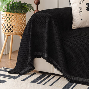 Textured Woven Modern Sofa Cover, Natural Blend Decorative Couch Throw Blanket