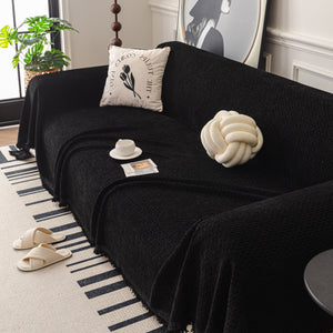 Textured Woven Modern Sofa Cover, Natural Blend Decorative Couch Throw Blanket