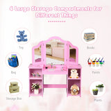 Kids Tri Folding Mirror Makeup Dressing Vanity Table Set-White