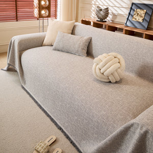 Natural Textured Linen Couch Cover, Breathable & Hypoallergenic Furniture Protector