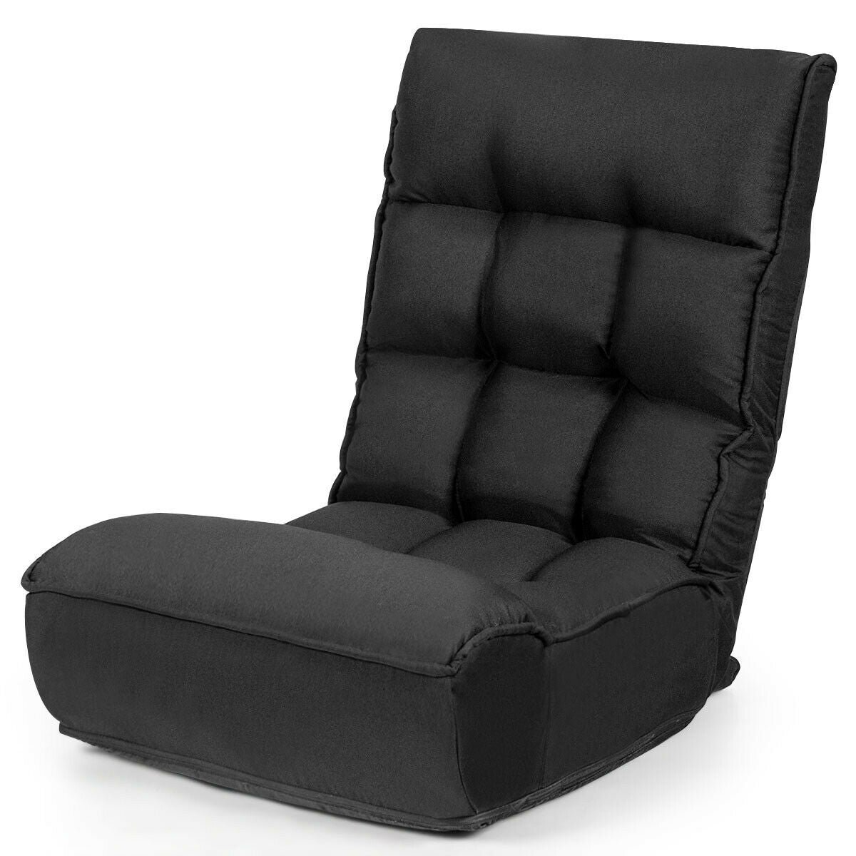 4-Position Adjustable Floor Chair Folding Lazy Sofa-Gray