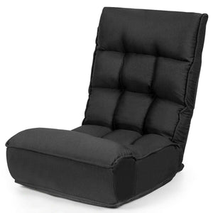 4-Position Adjustable Floor Chair Folding Lazy Sofa-Gray