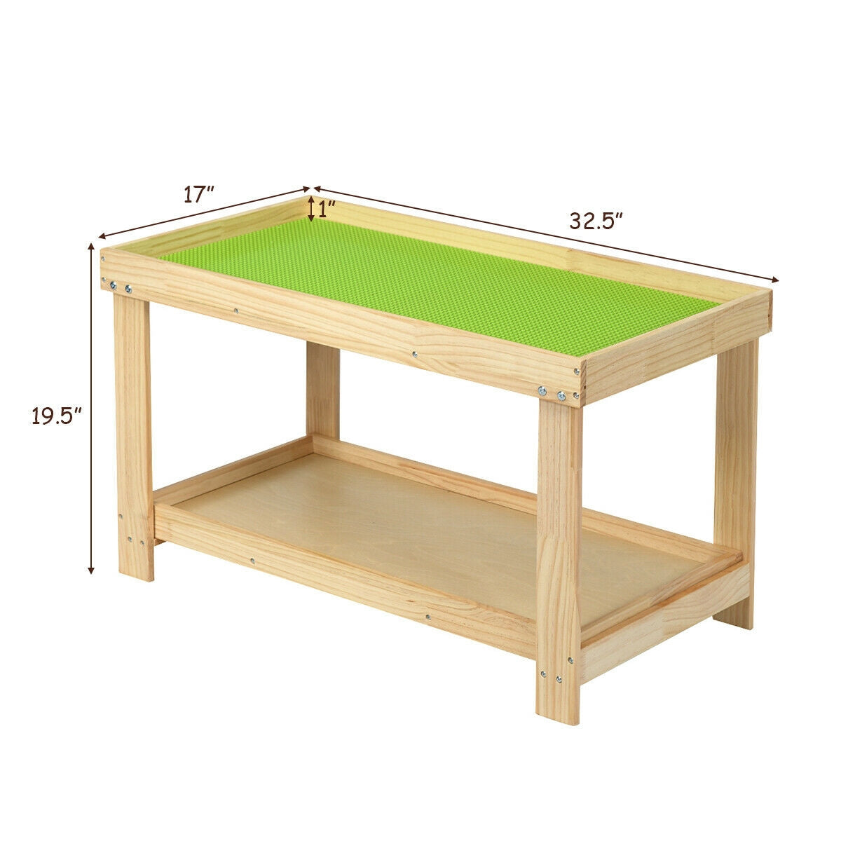 Solid Multifunctional Wood Kids Activity Play Table-Dark Brown