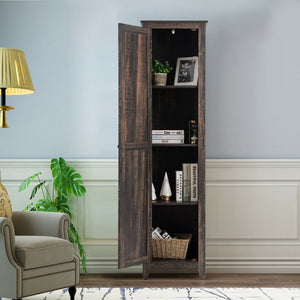 Linen Tower Bathroom Storage Cabinet Tall Slim Side Organizer with Shelf-Black