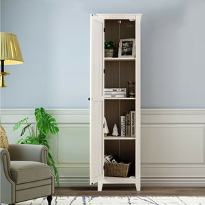 Linen Tower Bathroom Storage Cabinet Tall Slim Side Organizer with Shelf-Black