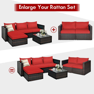 2PCS Patio Rattan Sectional Conversation Sofa Set-Navy