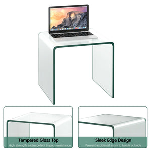 18 x 18 x 16 Inch Tempered Waterfall End Table with non-Slip Pad