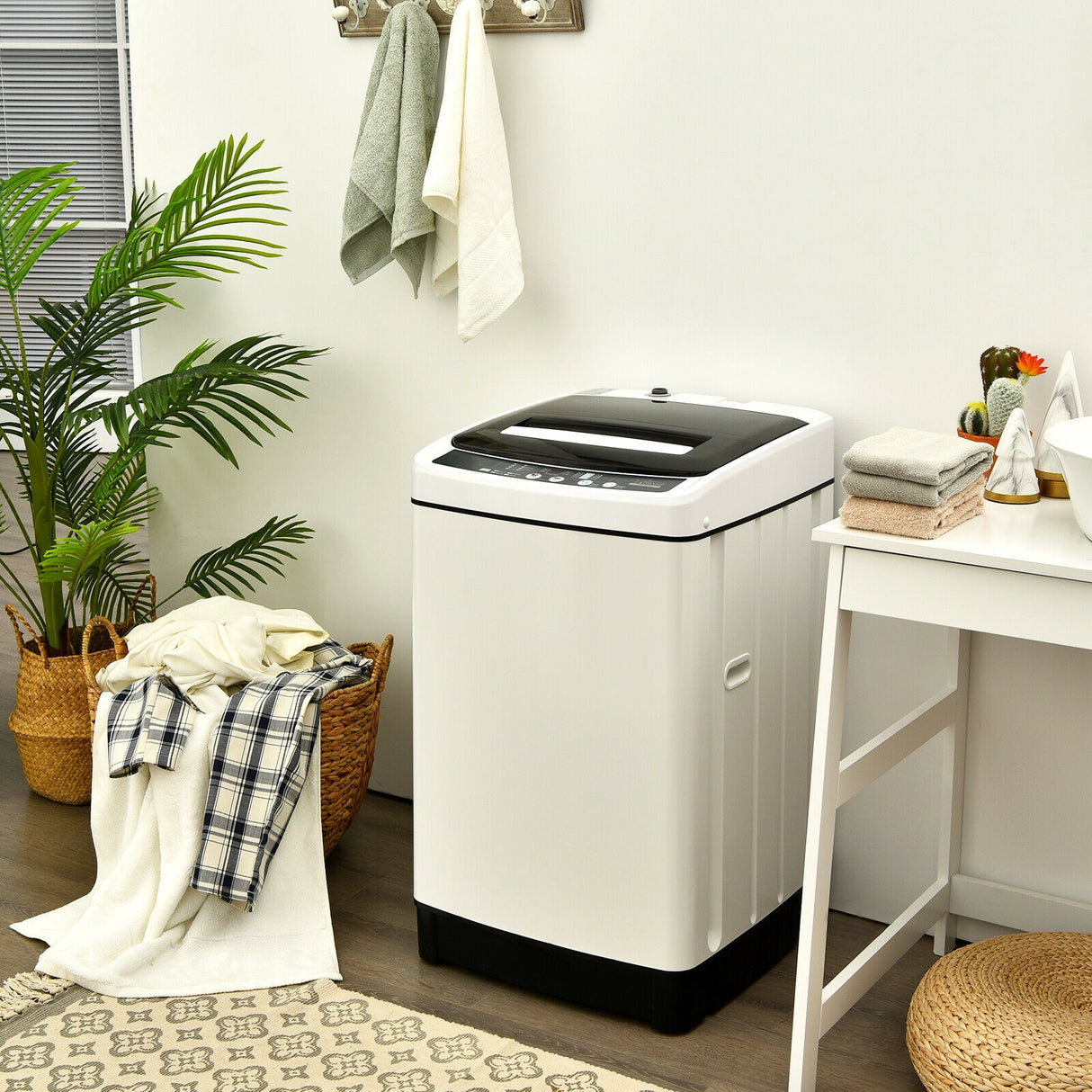 Full-Automatic Washing Machine 1.5 Cubic Feet 11 LBS Washer and Dryer-Gray