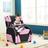 Kids Youth PU Leather Gaming Sofa Recliner with Headrest and Footrest-Red