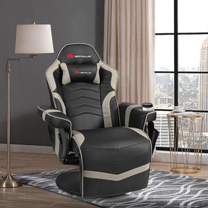 Ergonomic High Back Massage Gaming Chair with Pillow-Blue