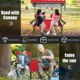 Patented Portable Folding Camping Canopy Chairs with Cup Holder-Blue
