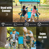 Patented Portable Folding Camping Canopy Chairs with Cup Holder-Blue