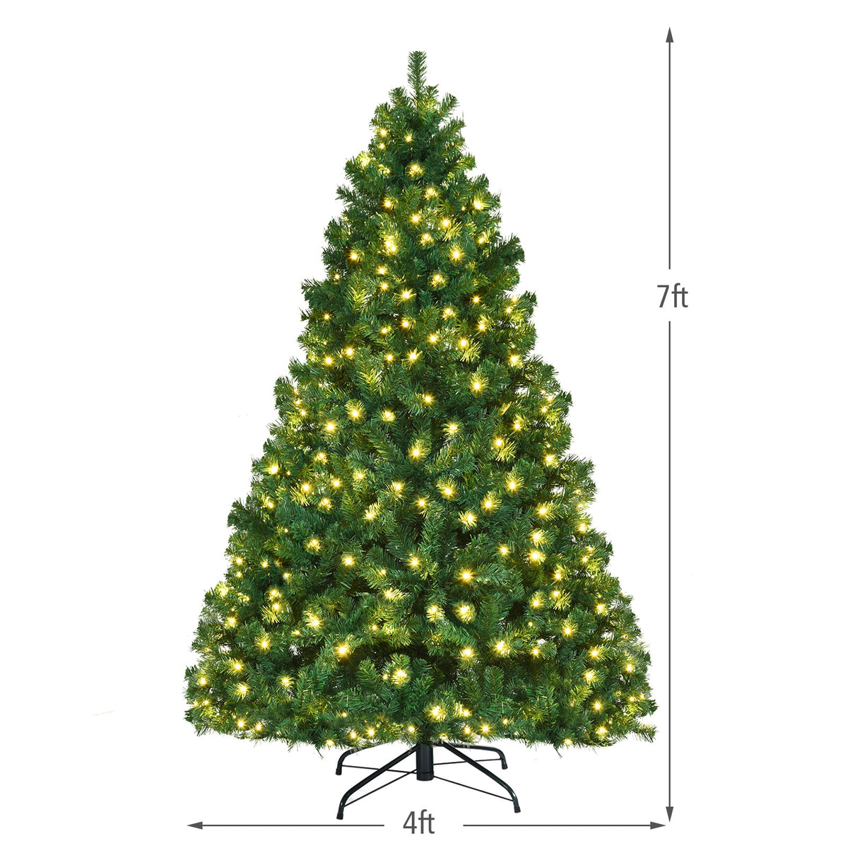 7 Feet PVC Artificial Christmas Tree with LED Lights-7 ft