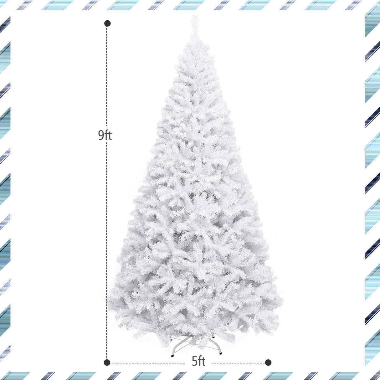 6' / 7.5' / 9' Hinged Artificial Christmas Tree with Metal Stand-7.5 ft