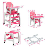 3-in-1 Baby High Chair with Lockable Universal Wheels-Gray