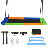 60 Inches Platform Tree Swing Outdoor with  2 Hanging Straps-Multicolor