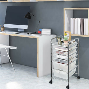 6 Drawers Rolling Storage Cart Organizer-Transparent Multicolor