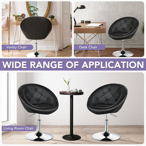 1 Piece Modern Adjustable Swivel Round PU Leather Chair-Black by DirectDeals
