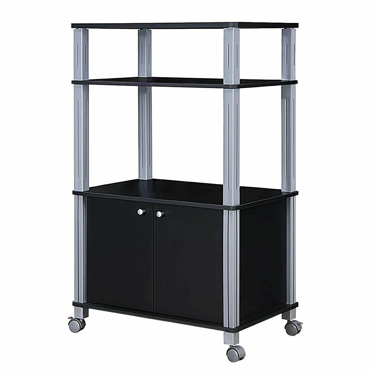 Microwave Rack Stand Rolling Storage Cart-Black