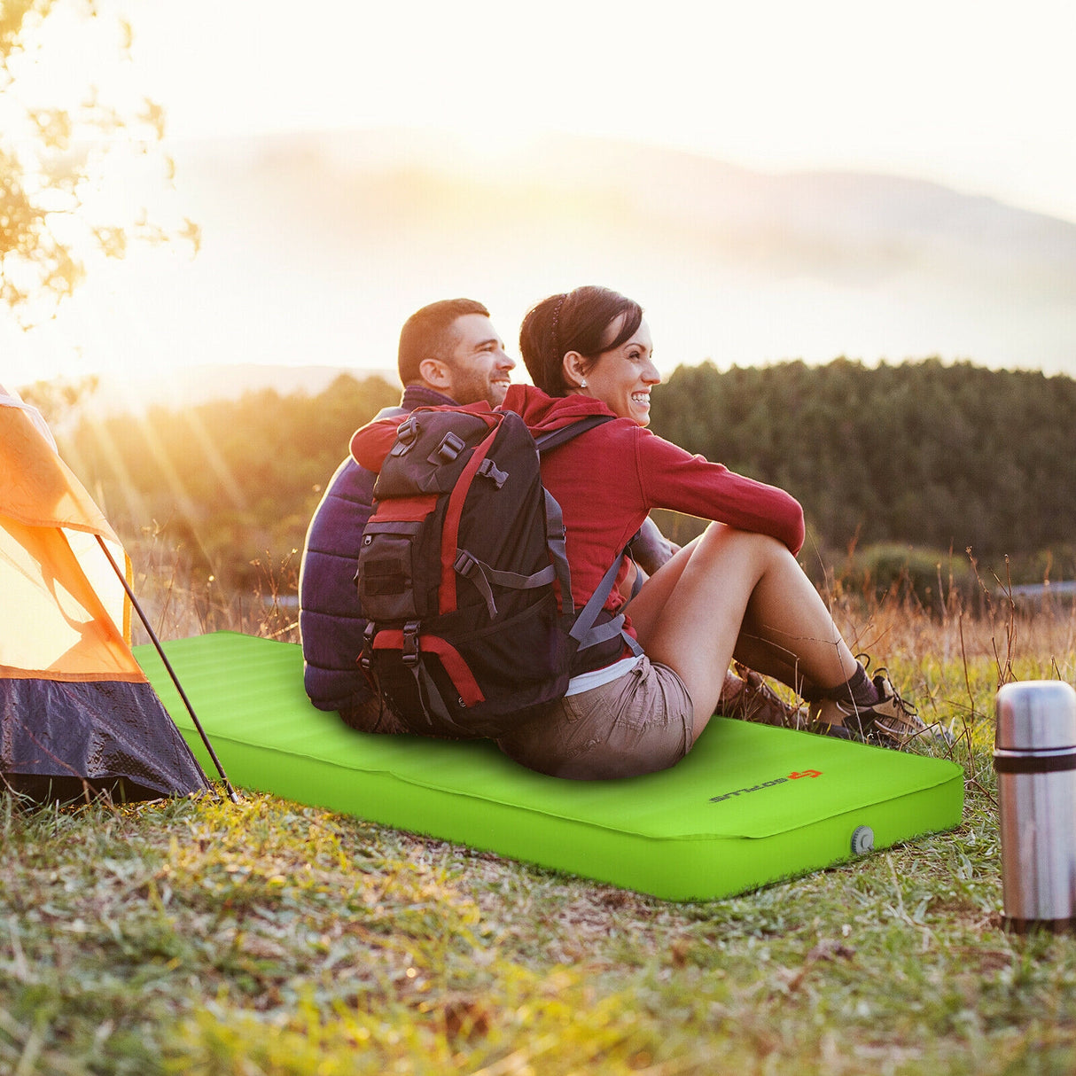 Self Inflating Folding Camping Sleeping Mattress with Carrying Bag-Blue