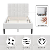 Platform Bed with Button Tufted Headboard-Gray