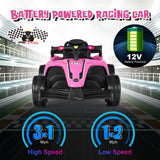 12V Kids Ride on Electric Formula Racing Car with Remote Control-Pink